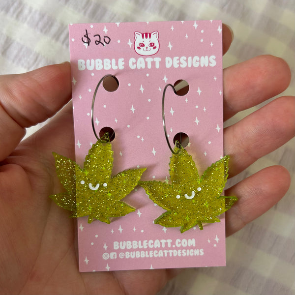 Lil weed leaf hoops