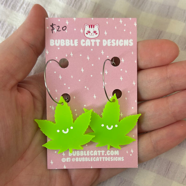 Lil weed leaf hoops